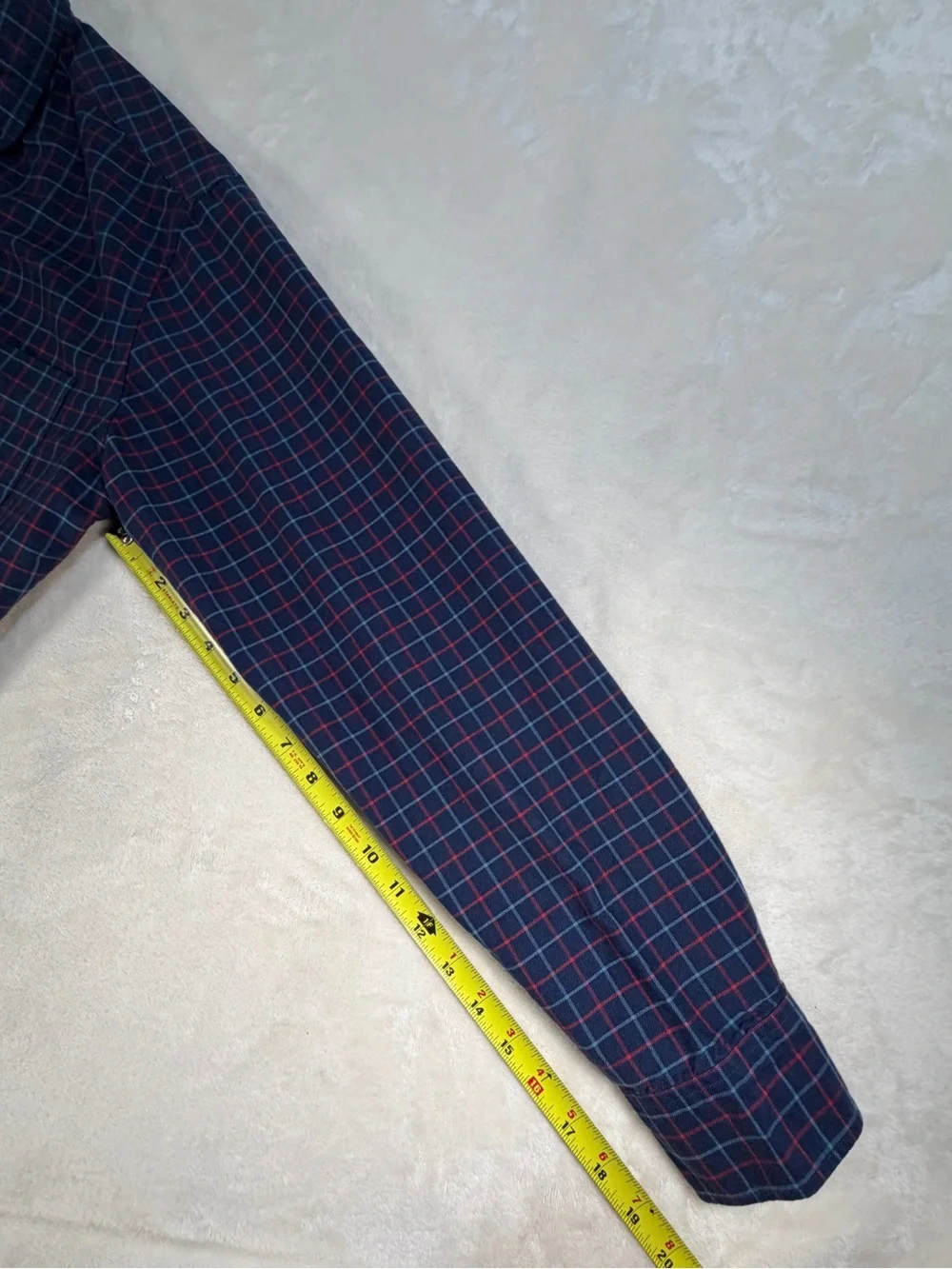 J. Crew Navy and Red Plaid Button-Down Shirt - Size Medium
